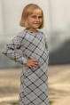 Платье дев,s0651,s0652,s0651/1,s0652/1(серый меланж с рис. 27711,сермел,,чер косая клетка), (36-146)