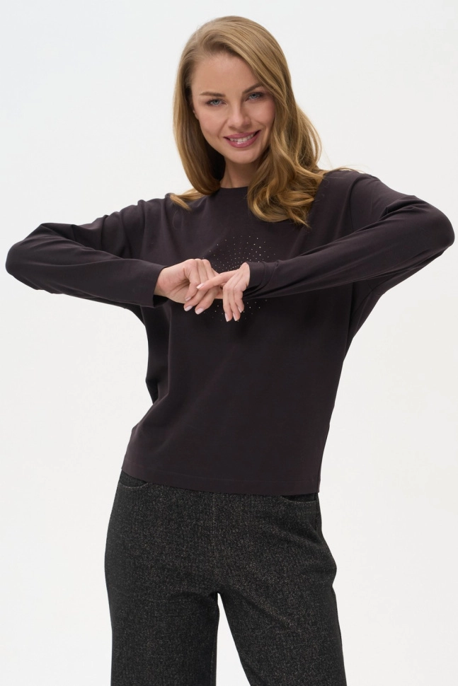 Джемпер жен,k5700,k5700-r89.5f16(тёмно-коричневый,корич,,стразы), (50-164)