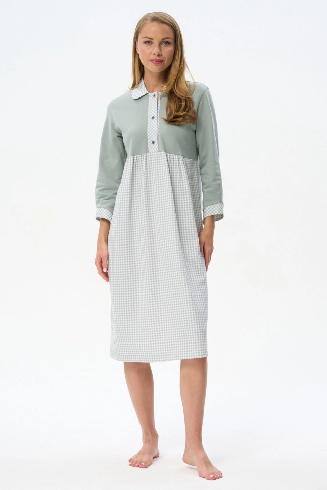 Сорочка ноч жен,s2080,s2080-c74.4f19(полынь,зел-св,,клетка), (44-164)