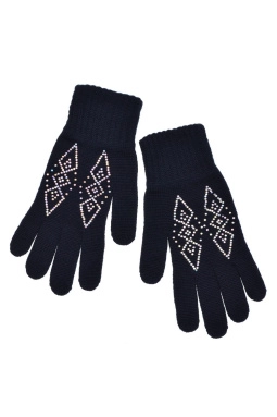 Перчатки жен,а11052,а11052-17(черный,чер,,меринос ромбы стразы), (17)