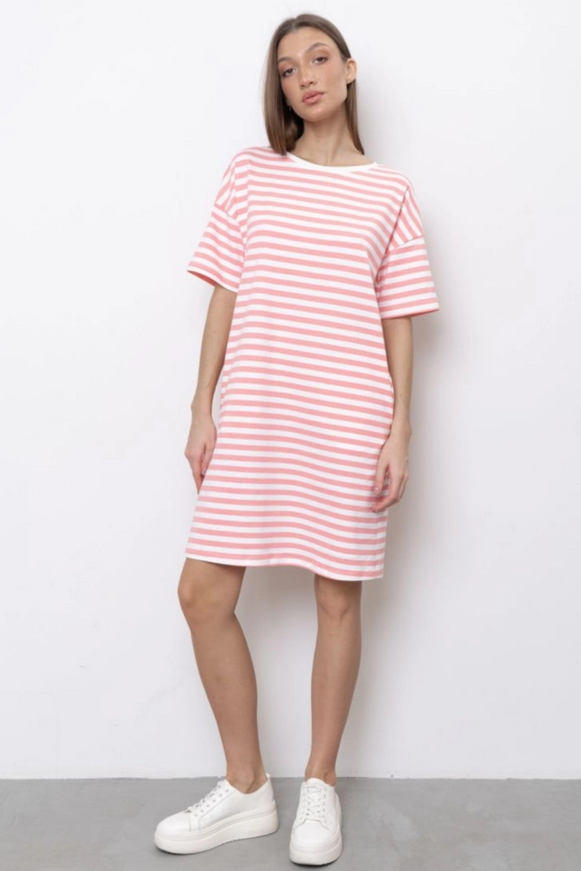 Платье жен,70184,1f-050(бело-розовый,роз,молоч,полоски), (46-170)