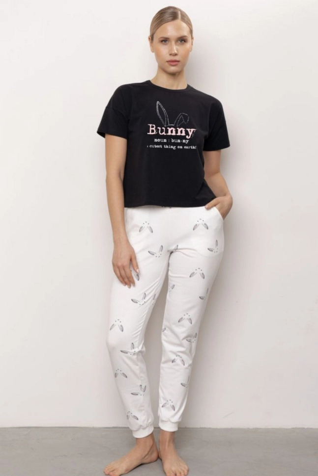 Брюки жен,50144,1h-027m(бело-серый,молоч,,зайчики), (42-170)