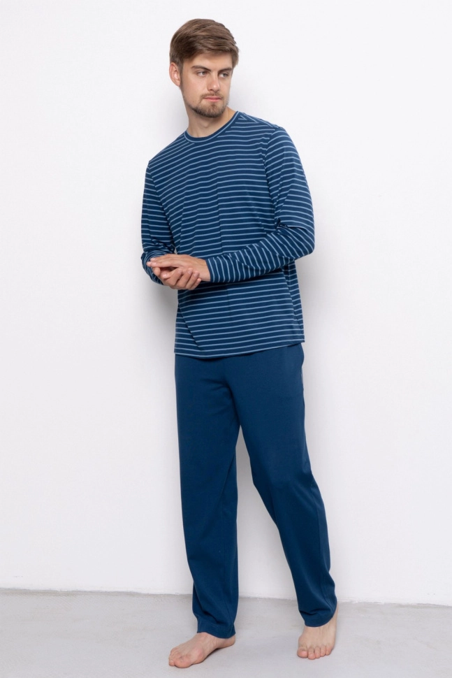 Джемпер муж,30153,1h-076(синий,син,,гол полос), (48-176)