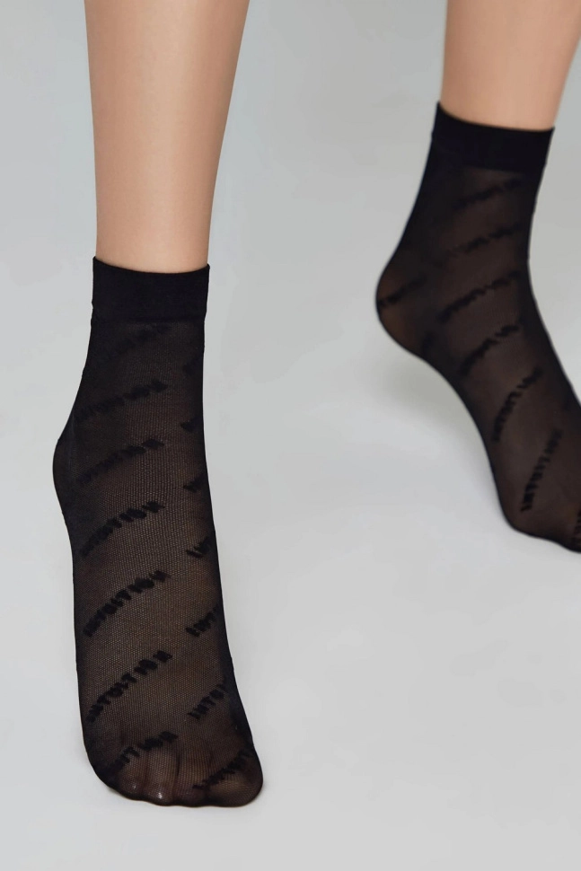 Носки жен,23с-77сп,-(nero,чер,,надписи), (23-25)