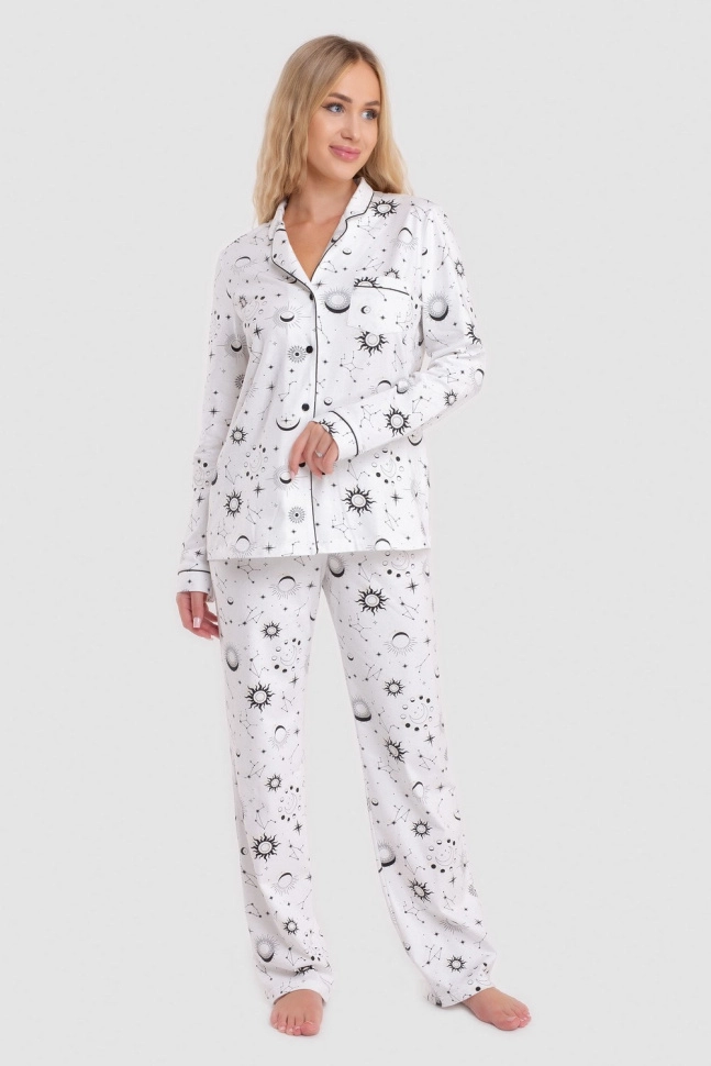 Пижама жен,s5422,s5404,s5404/33(молочный с рис. 3317,молоч,,созвездия на молочном), (44-170)