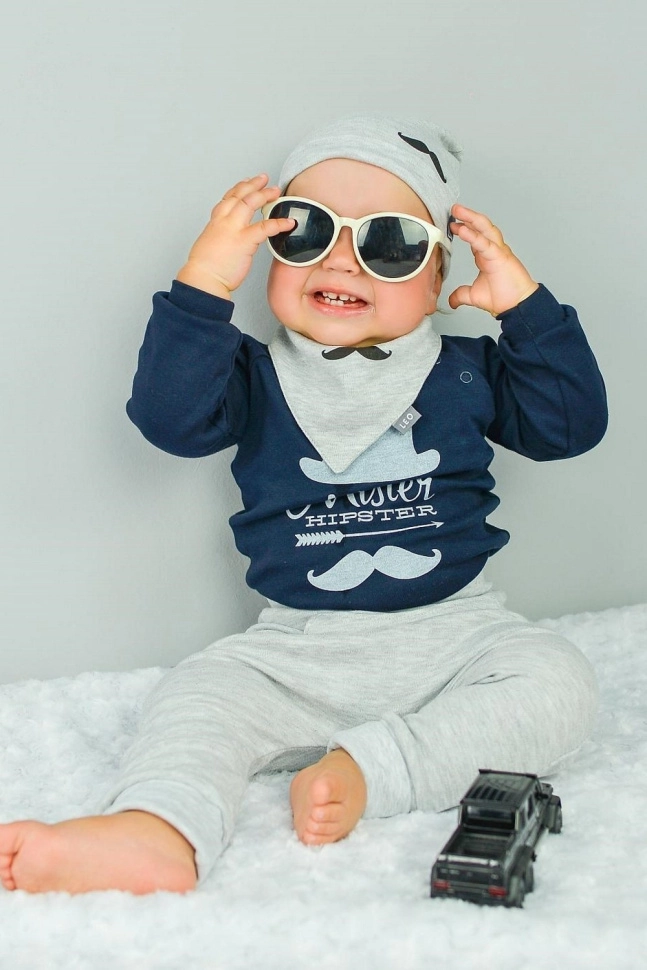 Боди мал,1589-2м,-(серый+синий,син-т,,шляпа усы), (20-62)