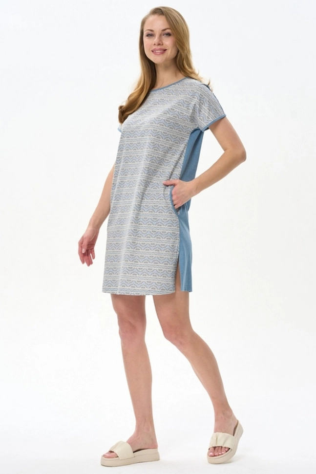 Платье жен,n1690,n1690-e54.4f11(серо-голубой,сер-св,голмел,орнамент), (44-164)