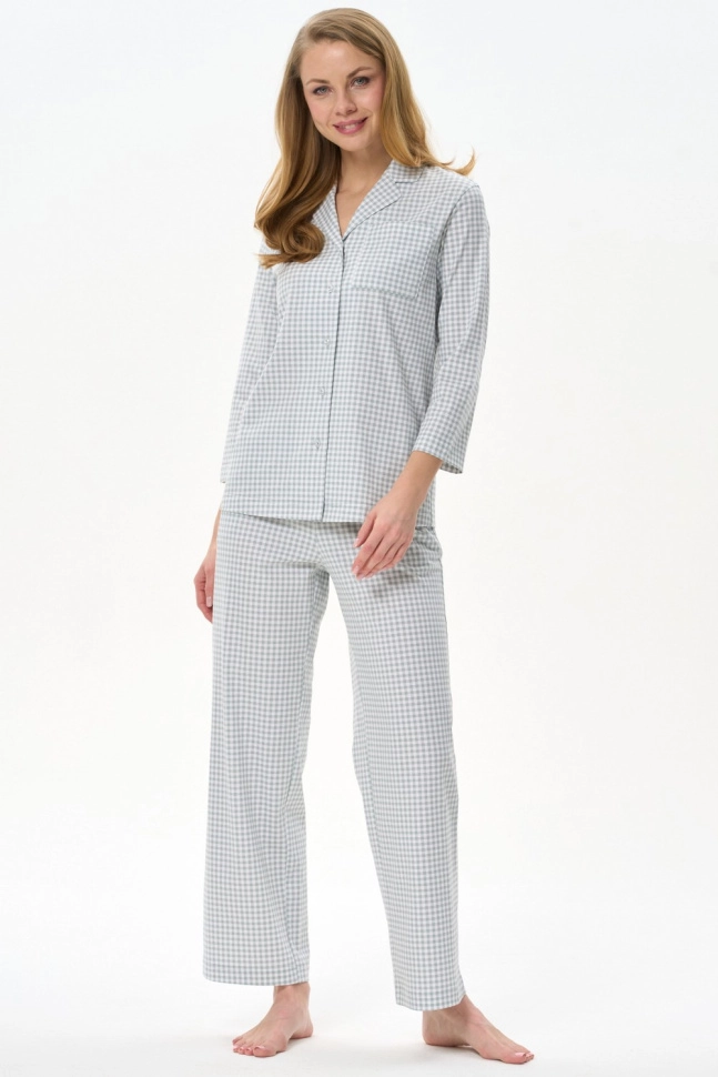 Пижама жен,p0301,p0301-c74.3f14(полынь,зел-св,,клетка), (48-164)