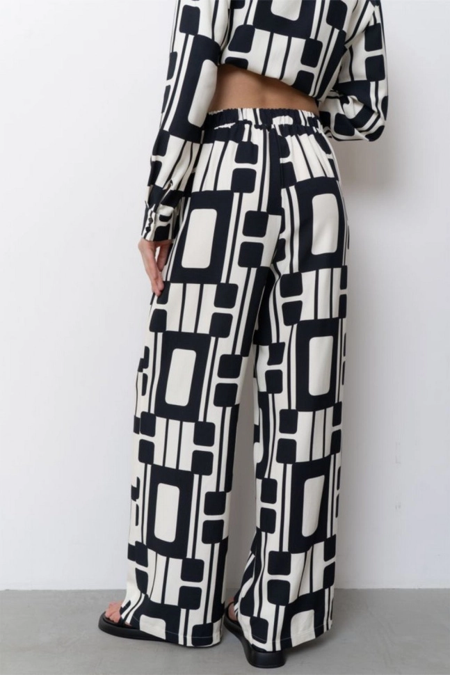 Брюки жен,50075,4f-091б(черно-белый,чер,молоч,геометрия), (50-170)