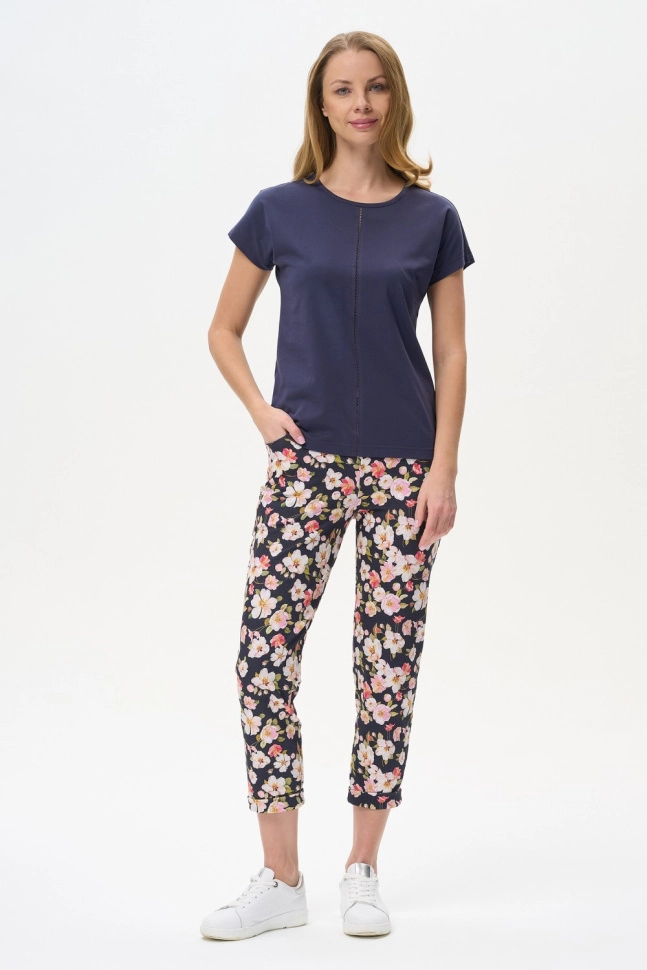Брюки жен,b2172,b2172-f50.5s03(синий,синмел,,цветы яблони), (44-164)