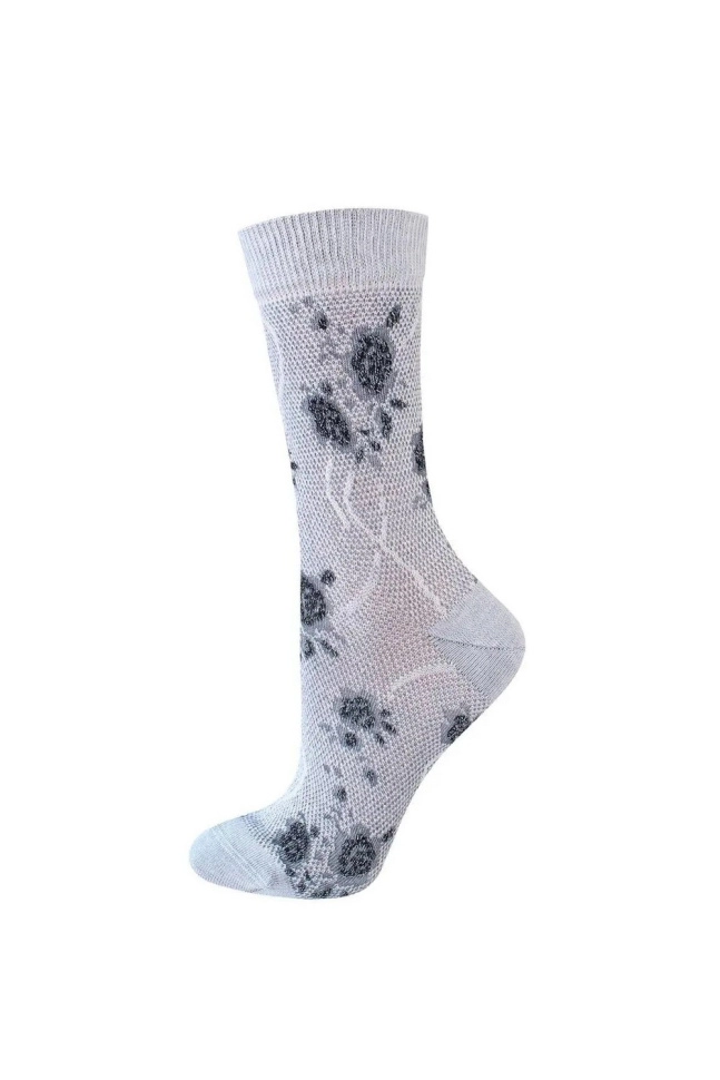 Носки жен,б1152,509(серебристый,сирень-св,,люрекс цветы), (23)