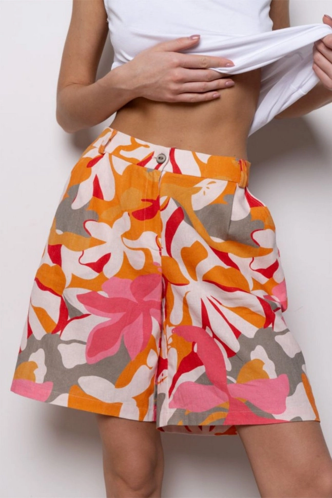 Шорты жен,45097,1f-093(мультиколор,оранж,зел,абстракция), (42-170)