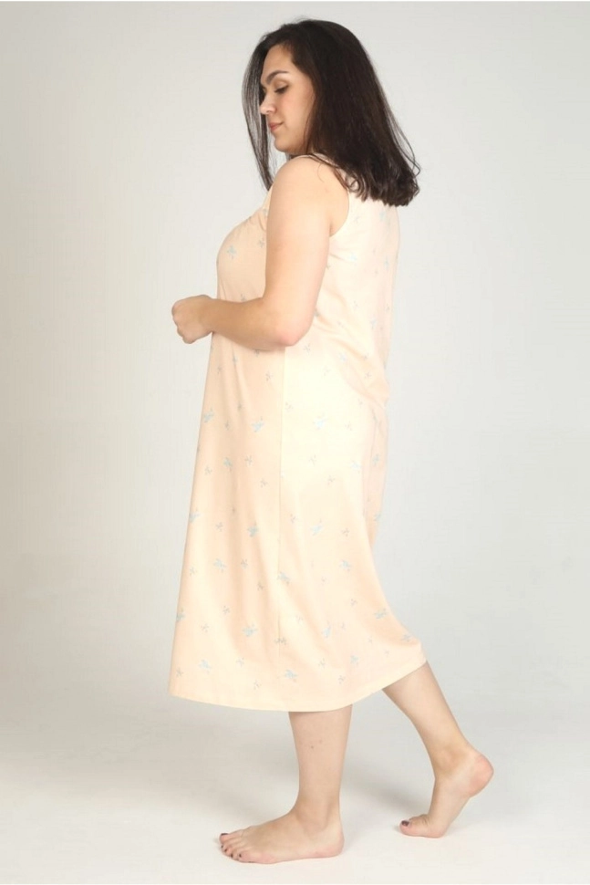 Сорочка ноч жен,60095,-(бежевый,молоч,,круж розы гол листья), (46-170)