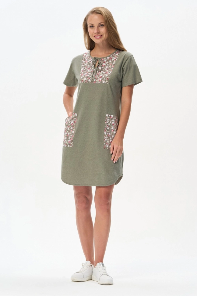 Платье жен,n0310,n0310-m72.6s04(оливковый,зелмел,,бел орнамент), (46-164)