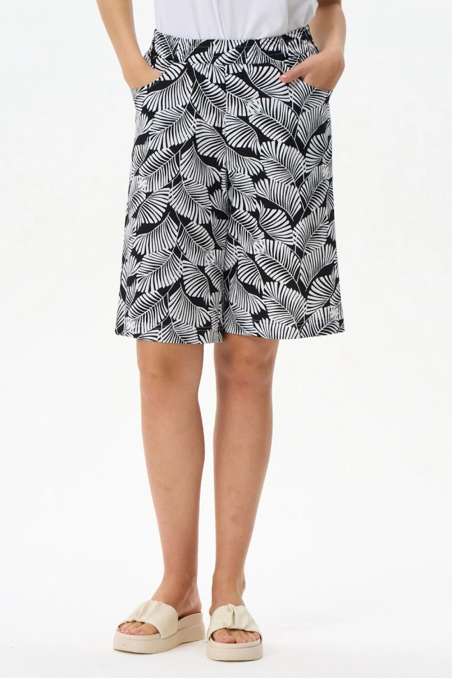 Шорты жен,b0702,b0702-p99.4s03(черный,чер,,листья), (44-164)