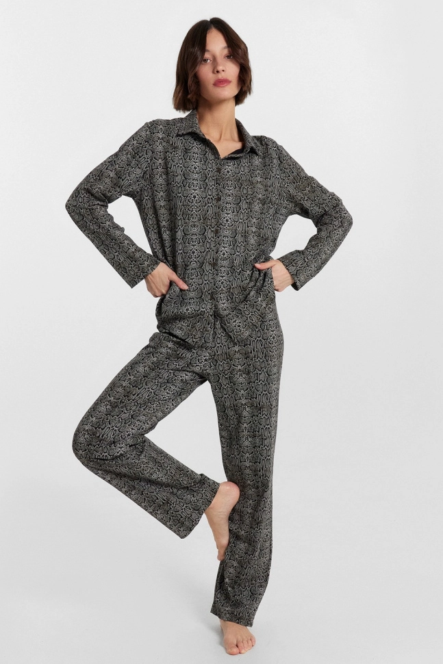 Пижама жен,592462,24-29870пп-0(змеиный принт,сер,чер,), (56-164,170)