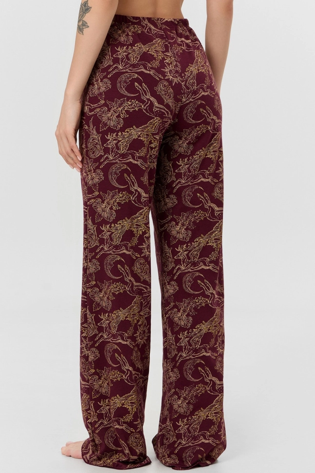 Пижама жен,592624,25-35965пп-2(золотые олени на бордо,бордо,беж,), (42-164,170)