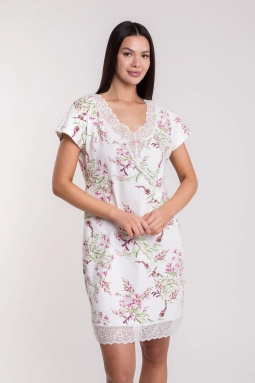 Сорочка ноч жен,s8149,s8149/27(тофу с рис. 11026,молоч,,цветы), (50-170)