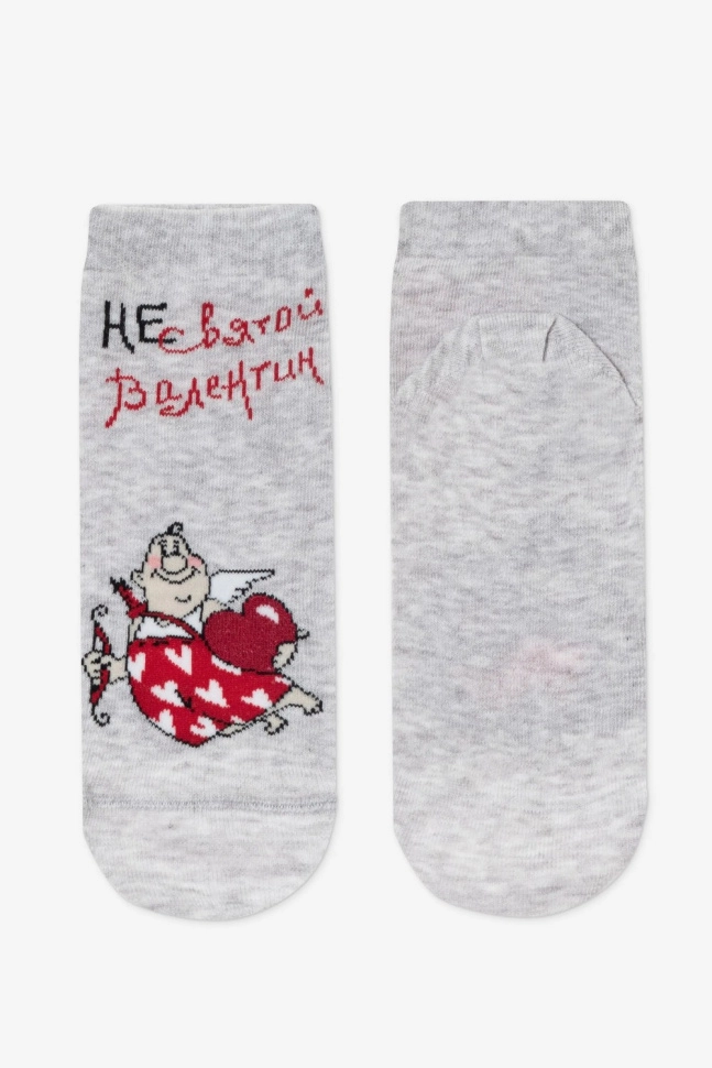 Носки жен,б1145,709(св.серый меланж,сермел-св,,Святой Валентин), (23)