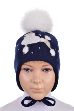 Шапка дев,01134-91,-(т.синий,син-т,,стразы пудель звезды), (48)
