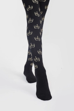 Колготки дев,21708k,20708k,1314(черный,чер,,люрекс короны), (150,152-21-22)