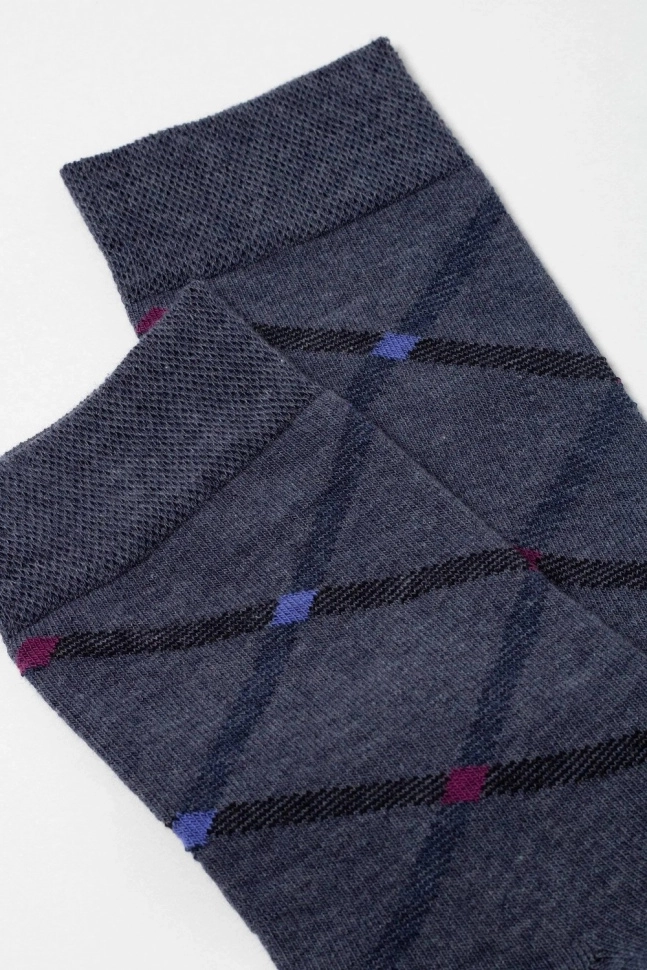 Носки муж,б2125,507(т.серый меланж,антрац,,ромбы), (25)