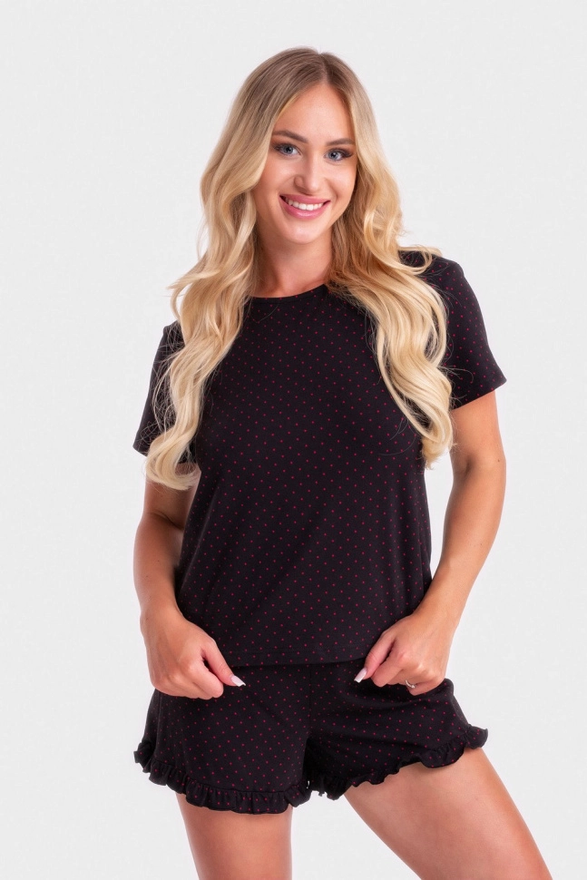 Пижама жен,s5096,s5096/35(черный с рис.1537,чер,чер,красный горошек на черном 1537), (44-170)