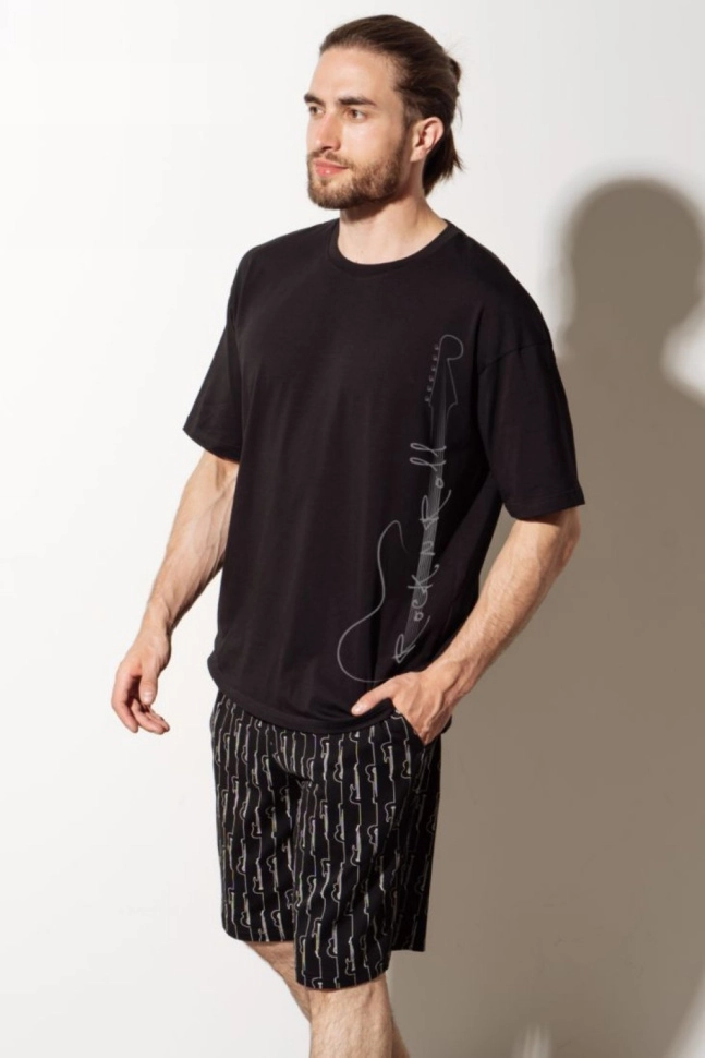 Шорты муж,45067,3h-091(черный,чер,,гитары), (46-176)