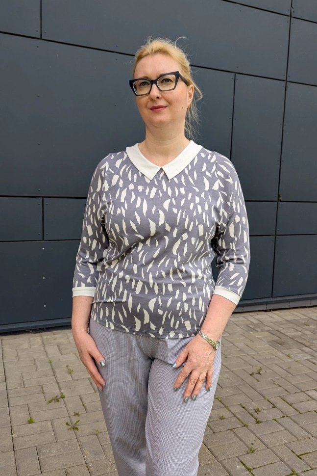 Джемпер жен,а1305,а130514(,сер,,бел пятна), (46-158,164)