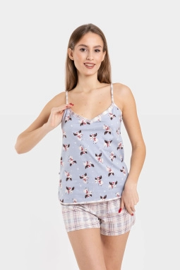 Пижама жен,s5688,s5688/13(новогодние лосята,сер,беж,новогодние лосята 05-0502-01+клетчатый туман 11- (46-170)