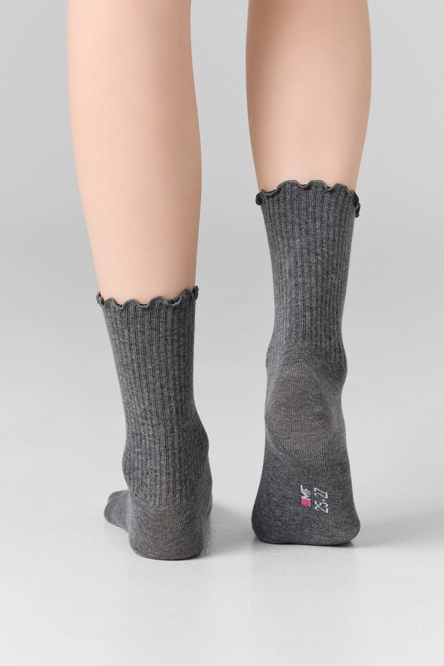 Носки жен,21283k,1719(т.серый меланж,антрац,,рюша), (25-27)