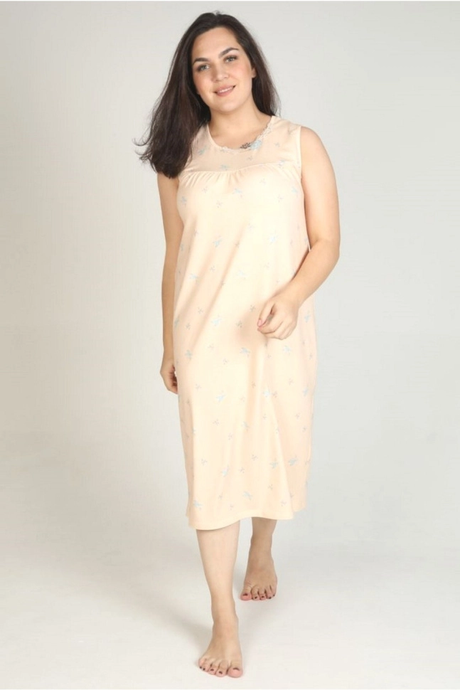 Сорочка ноч жен,60095,-(бежевый,молоч,,круж розы гол листья), (46-170)