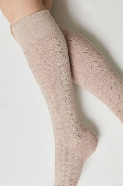 Гольфы жен,23с-152сп,010(бежевый,беж,,косы ажур), (23-25)