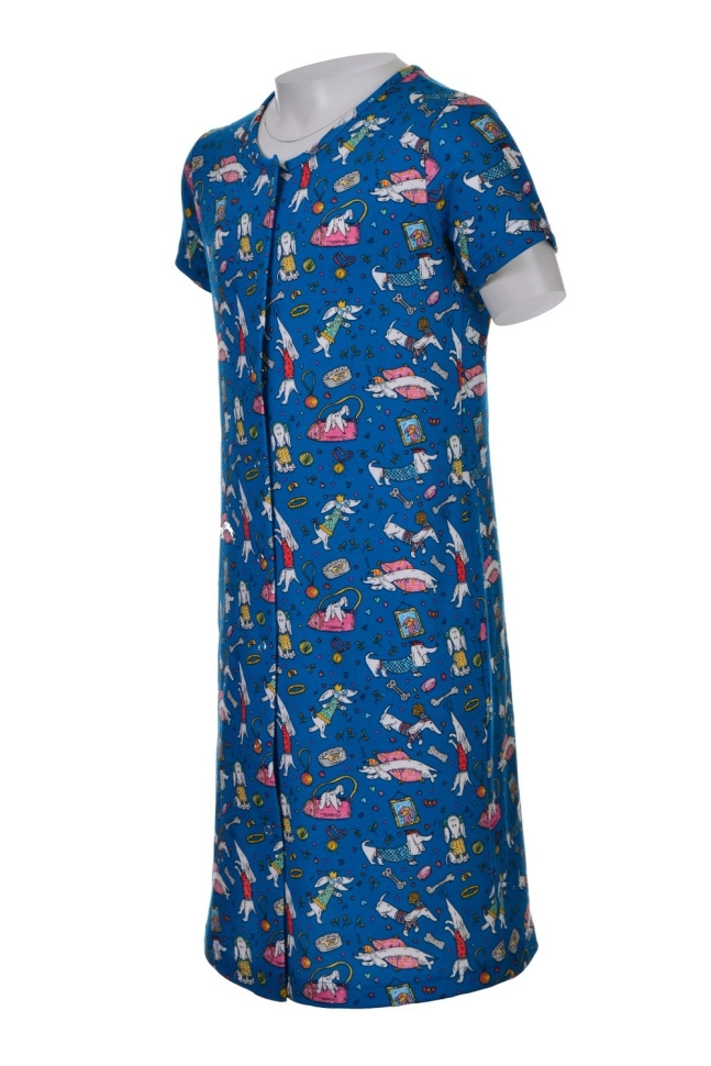 Халат дев,л777891,-(таксы на джинсе,син,,таксы), (32-122,128)