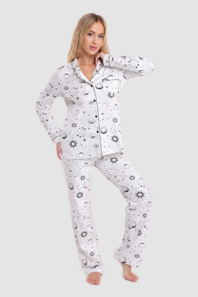 Пижама жен,s5422,s5404,s5404/33(молочный с рис. 3317,молоч,,созвездия на молочном), (44-170)