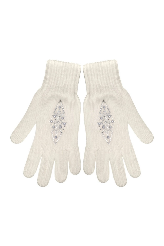 Перчатки жен,а11056,а11056-1(белый,молоч,,меринос стразы), (17)