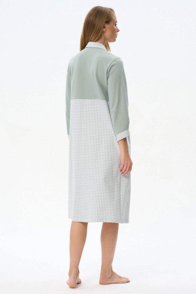 Сорочка ноч жен,s2080,s2080-c74.4f19(полынь,зел-св,,клетка), (44-164)