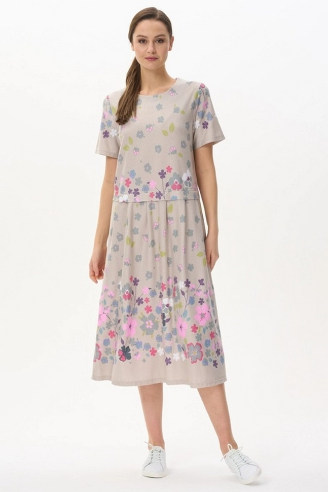 Платье жен,n1560,n1560-f19.4s03(бежевый,беж,,яркие цветы), (54-164)