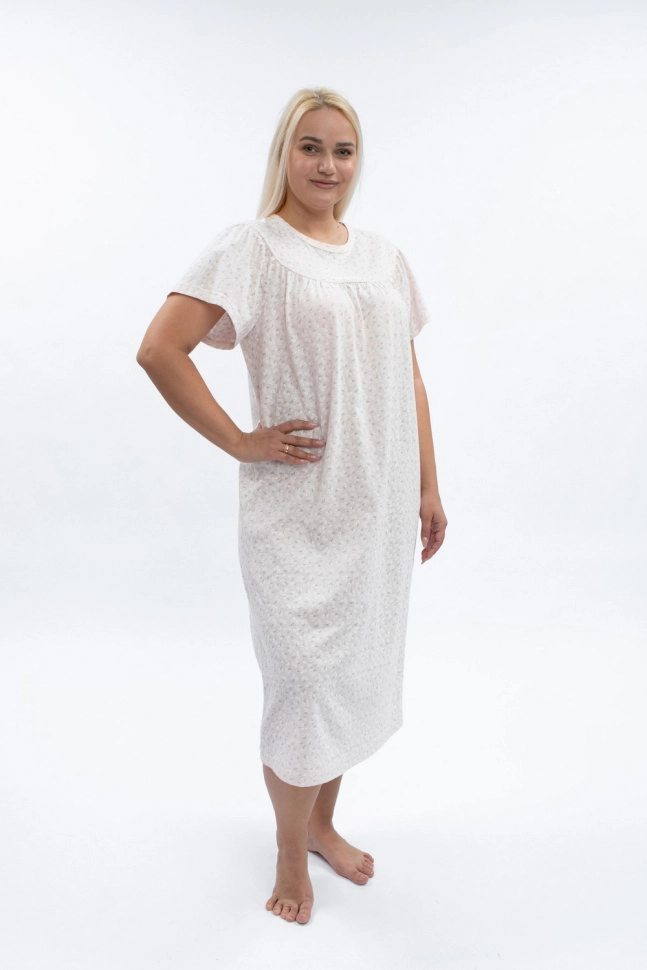 Сорочка ноч жен,в309379,-(цветочные штампики по с.розовому,,,), (50-158,164)