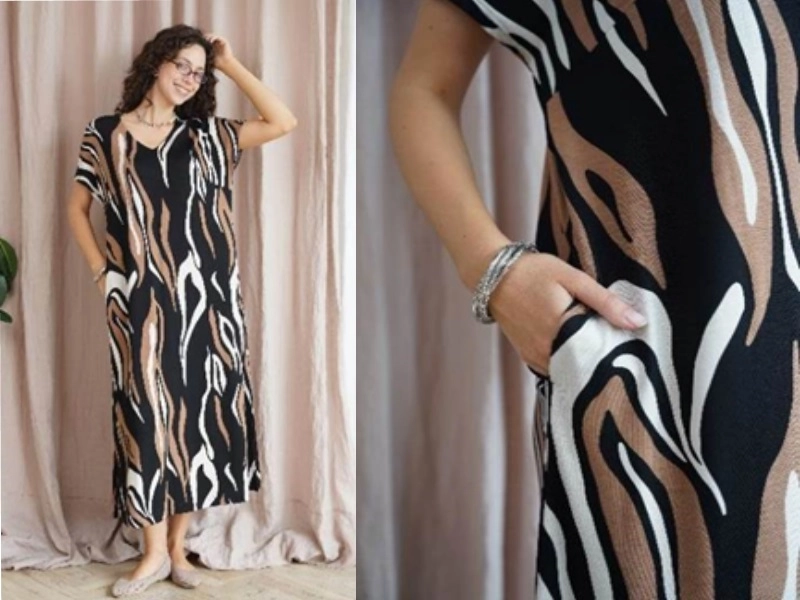 Платье жен,32900g,5с3857(набивка,корич,чер,абстракция), (48-158,164)