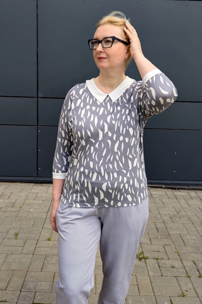 Джемпер жен,а1305,а130514(,сер,,бел пятна), (46-158,164)