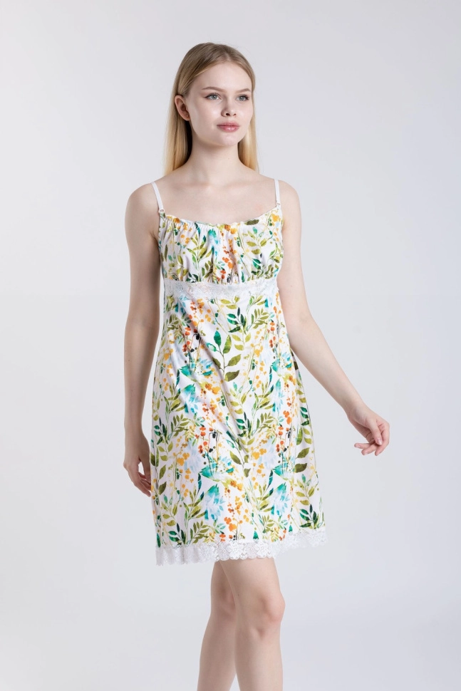 Сорочка ноч жен,s8641,s8641/3(акварельный гербарий,бел,,акварельный гербарий DJ000437-DJ01), (58-164)