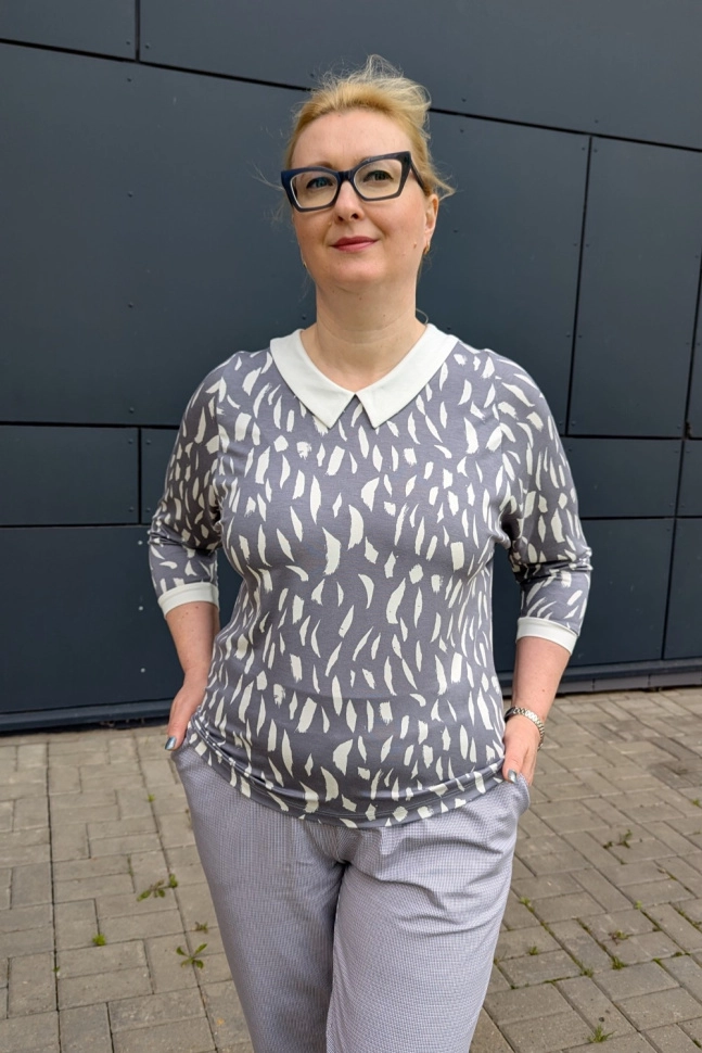 Джемпер жен,а1305,а130514(,сер,,бел пятна), (46-158,164)