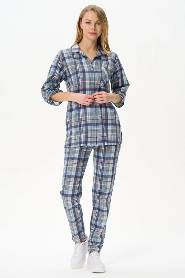 Брюки жен,b0162,b0162-c92.3f03(серо-зелёный,син,,зел-св клетка), (44-164)