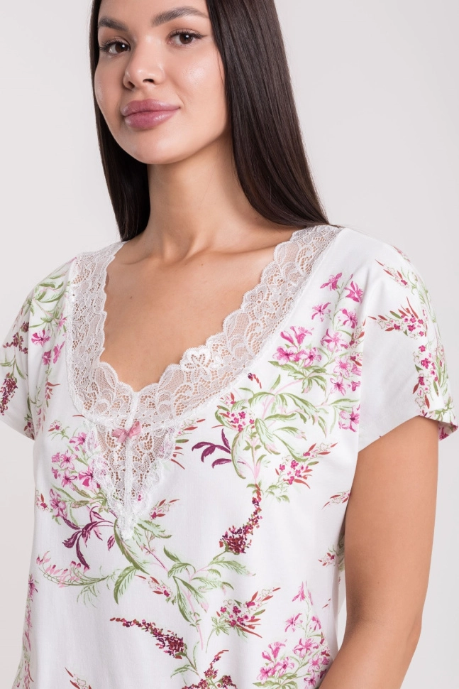 Сорочка ноч жен,s8149,s8149/27(тофу с рис. 11026,молоч,,цветы), (50-170)