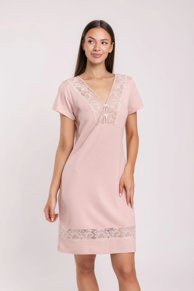 Сорочка ноч жен,s8204,s8204(серебристый пион,беж,,), (46-164)