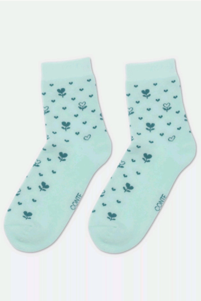 Носки жен,7с-47сп,434(бледно-бирюзовый,лазур,,цветочки), (23)