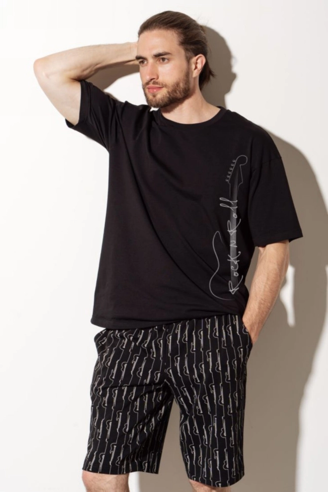 Шорты муж,45067,3h-091(черный,чер,,гитары), (46-176)