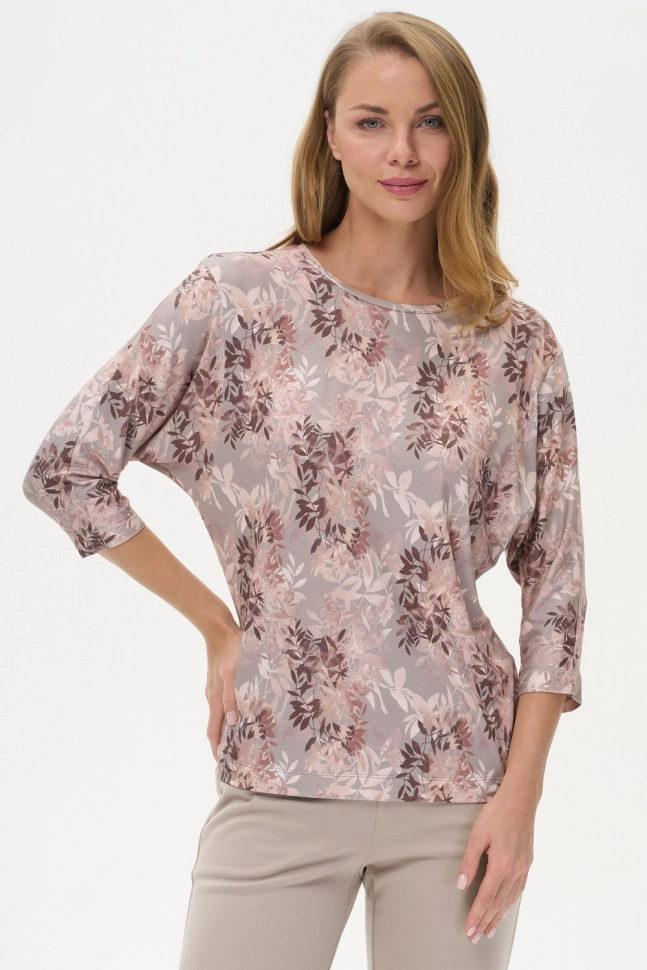 Джемпер жен,l0064,l0064-p19.5f15(бежевый,беж,,листья), (52-164)