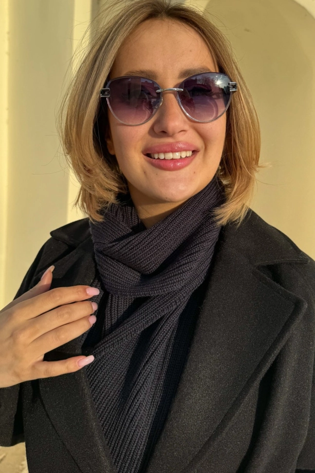 Шарф жен,6083-22,-(тёмно-синий NACHT BLAU 730 ASCONA 26/2,син-т,,меринос спецзаказ), (160х18)